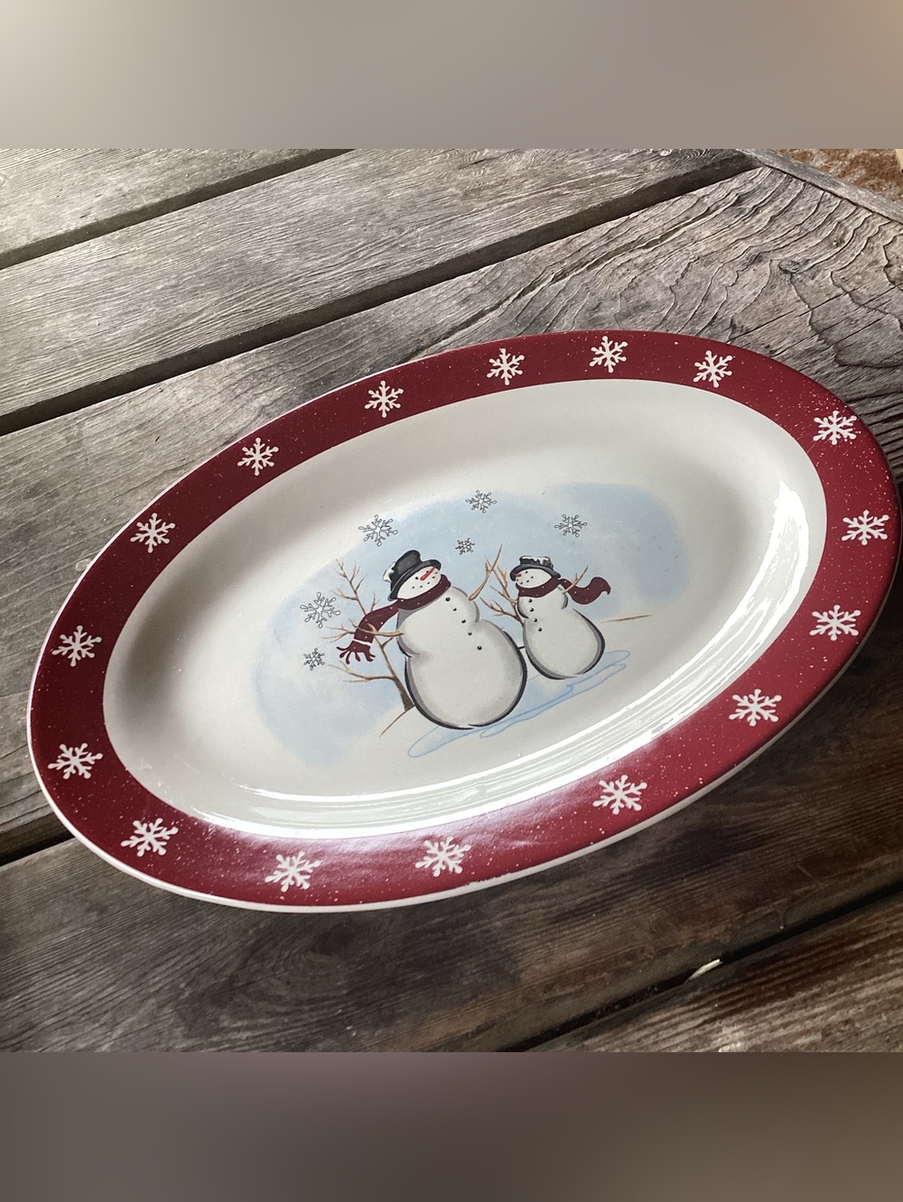 Royal Season Stoneware Serving Platter - Snowmen